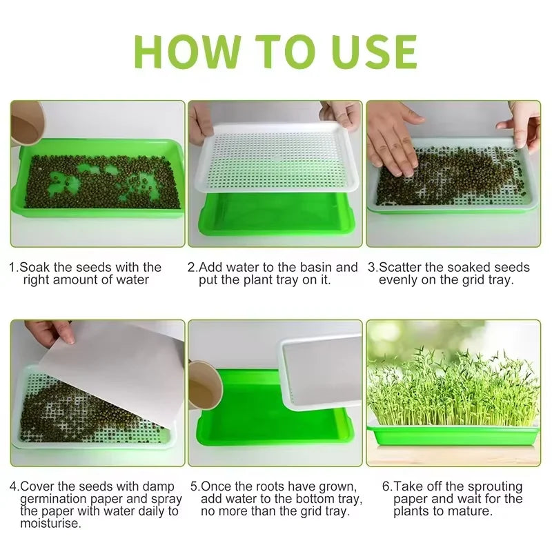 Hydroponic Seedling Trays for Bean Sprouts and Soil-Less Vegetable Cultivation Home Germination Pots for Sprouting Greens