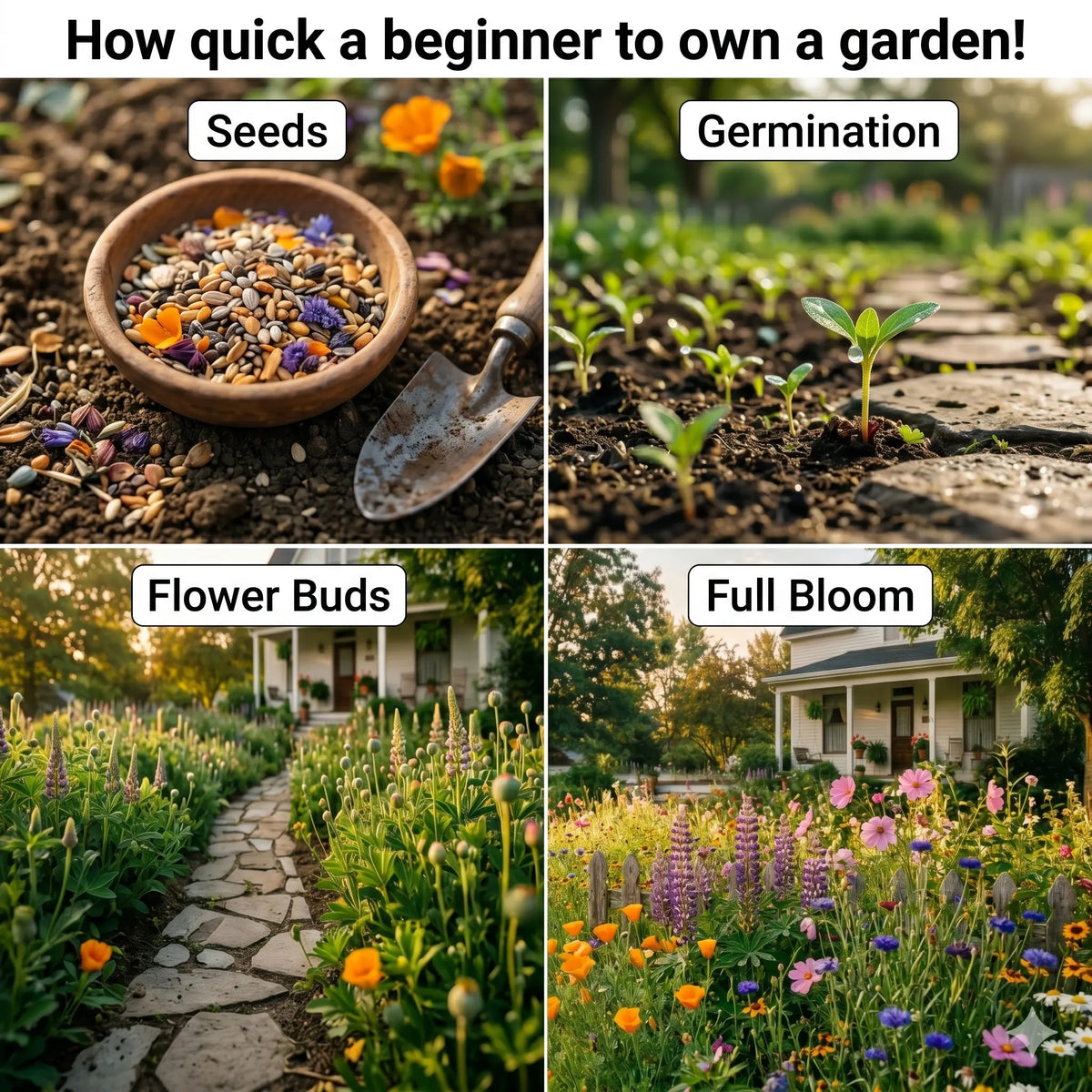 Bloomasis Premium Wildflower Seed Mix - 300+ Easy-To-Grow Outdoor Ornamental Modern Flowers Seeds - Attracts Pollinators - Low Maintenance Grow Flowers for Home Backyard, Balcony Planters, Instant Meadow