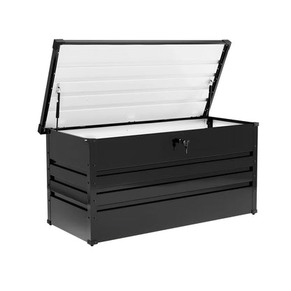 Lockable Outdoor Storage Deck Box，Multi Use as Bench or Table & Snap Together Assembly ,Weather Resistant Box for Patio and Pool Area