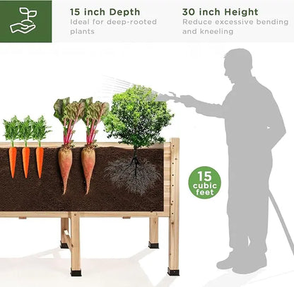[Brandday][Memorialday] AMERLIFE 4X2/6X2/7X2 FT Wooden Raised Garden Bed, Elevated Planter Box Outdoors for Deep Rooted Plants, Ideal for Balcony, Patio, Easy Assembly