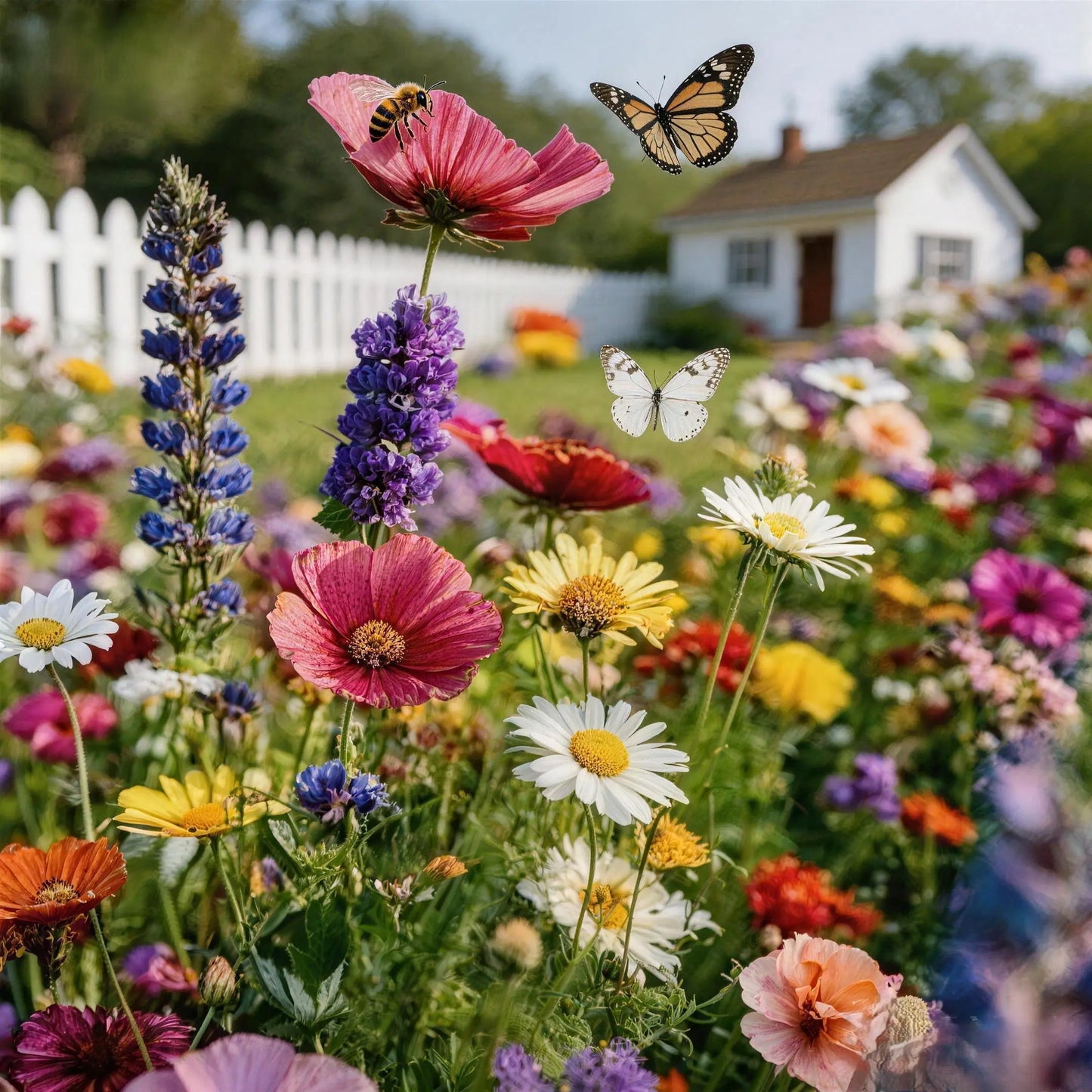 Bloomasis Premium Wildflower Seed Mix - 300+ Easy-To-Grow Outdoor Ornamental Modern Flowers Seeds - Attracts Pollinators - Low Maintenance Grow Flowers for Home Backyard, Balcony Planters, Instant Meadow