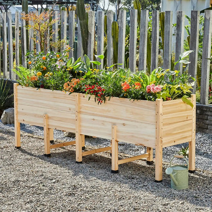[Brandday][Memorialday] AMERLIFE 4X2/6X2/7X2 FT Wooden Raised Garden Bed, Elevated Planter Box Outdoors for Deep Rooted Plants, Ideal for Balcony, Patio, Easy Assembly