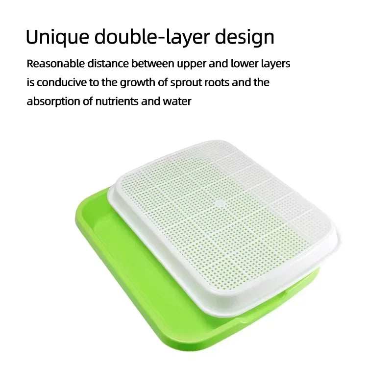 Hydroponic Seedling Trays for Bean Sprouts and Soil-Less Vegetable Cultivation Home Germination Pots for Sprouting Greens