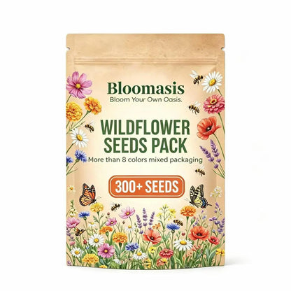 Bloomasis Premium Wildflower Seed Mix - 300+ Easy-To-Grow Outdoor Ornamental Modern Flowers Seeds - Attracts Pollinators - Low Maintenance Grow Flowers for Home Backyard, Balcony Planters, Instant Meadow