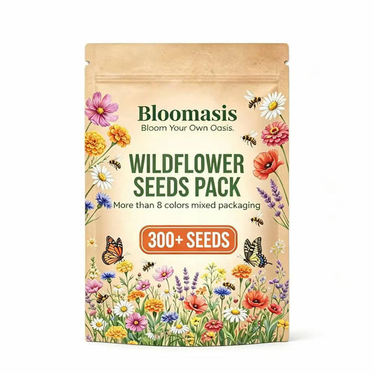 Bloomasis Premium Wildflower Seed Mix - 300+ Easy-To-Grow Outdoor Ornamental Modern Flowers Seeds - Attracts Pollinators - Low Maintenance Grow Flowers for Home Backyard, Balcony Planters, Instant Meadow