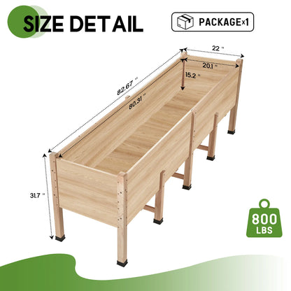 [Brandday][Memorialday] AMERLIFE 4X2/6X2/7X2 FT Wooden Raised Garden Bed, Elevated Planter Box Outdoors for Deep Rooted Plants, Ideal for Balcony, Patio, Easy Assembly