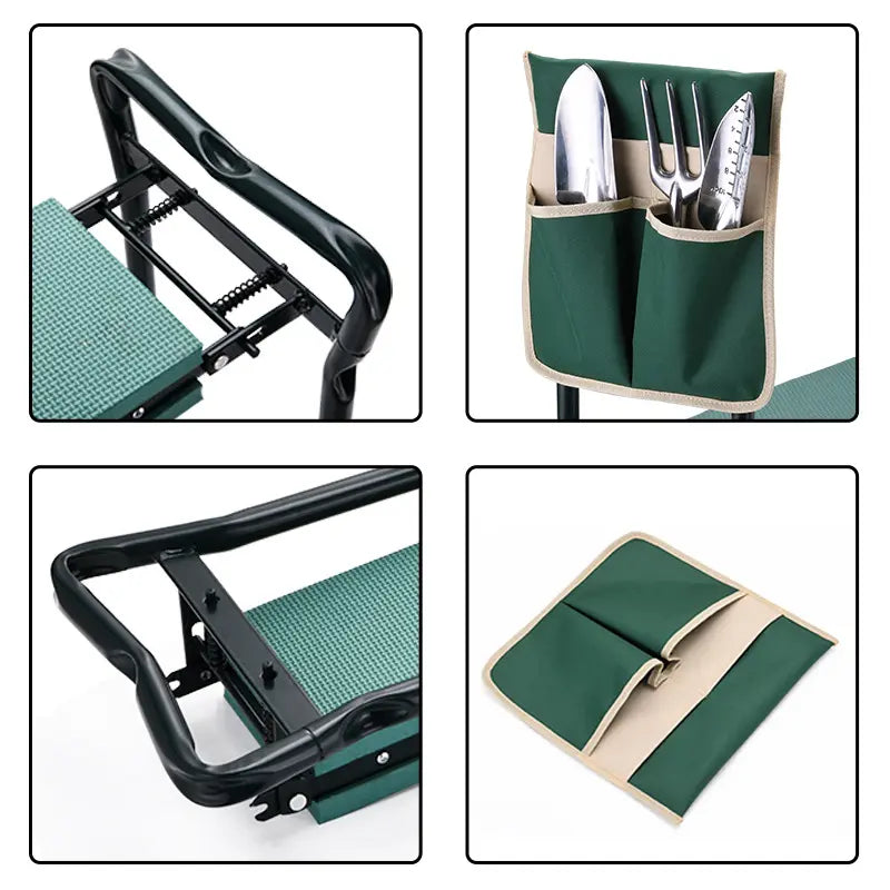 The Garden Helper, Garden Tools for Kneeling/Sitting with a Tool Kit, 2-In-1 Garden Kneeler Gifts for Your Family, Green Smart Gardening Summervibes