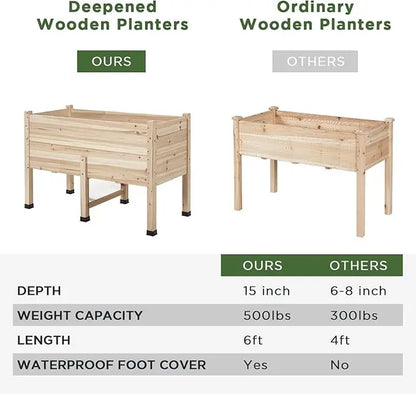 [Brandday][Memorialday] AMERLIFE 4X2/6X2/7X2 FT Wooden Raised Garden Bed, Elevated Planter Box Outdoors for Deep Rooted Plants, Ideal for Balcony, Patio, Easy Assembly