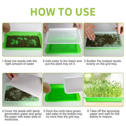 Hydroponic Seedling Trays for Bean Sprouts and Soil-Less Vegetable Cultivation Home Germination Pots for Sprouting Greens