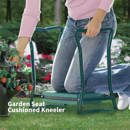 The Garden Helper, Garden Tools for Kneeling/Sitting with a Tool Kit, 2-In-1 Garden Kneeler Gifts for Your Family, Green Smart Gardening Summervibes