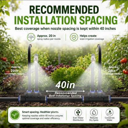 50FT/75FT/100FT Dual Spray Head Drip Irrigation System | 30 Adjustable Copper Nozzles | 12Mm Large Flow Automatic Watering Kit for Garden, Lawn, Greenhouse, Yard & Potted Plants,,Summervibes