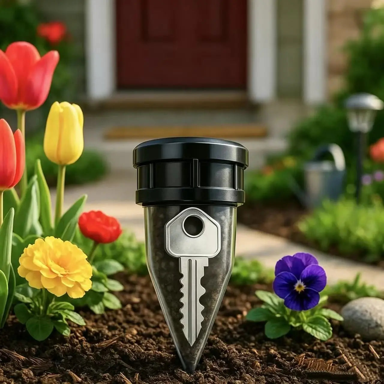 Stylish Garden Key Concealment Box - Realistic Watering Can Design for Discreet Storage and Organization