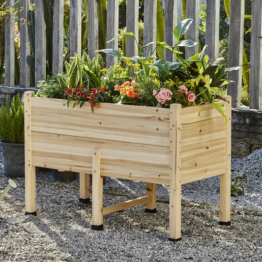 [Brandday][Memorialday] AMERLIFE 4X2/6X2/7X2 FT Wooden Raised Garden Bed, Elevated Planter Box Outdoors for Deep Rooted Plants, Ideal for Balcony, Patio, Easy Assembly