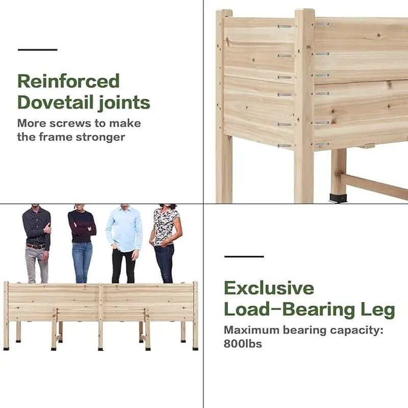 [Brandday][Memorialday] AMERLIFE 4X2/6X2/7X2 FT Wooden Raised Garden Bed, Elevated Planter Box Outdoors for Deep Rooted Plants, Ideal for Balcony, Patio, Easy Assembly