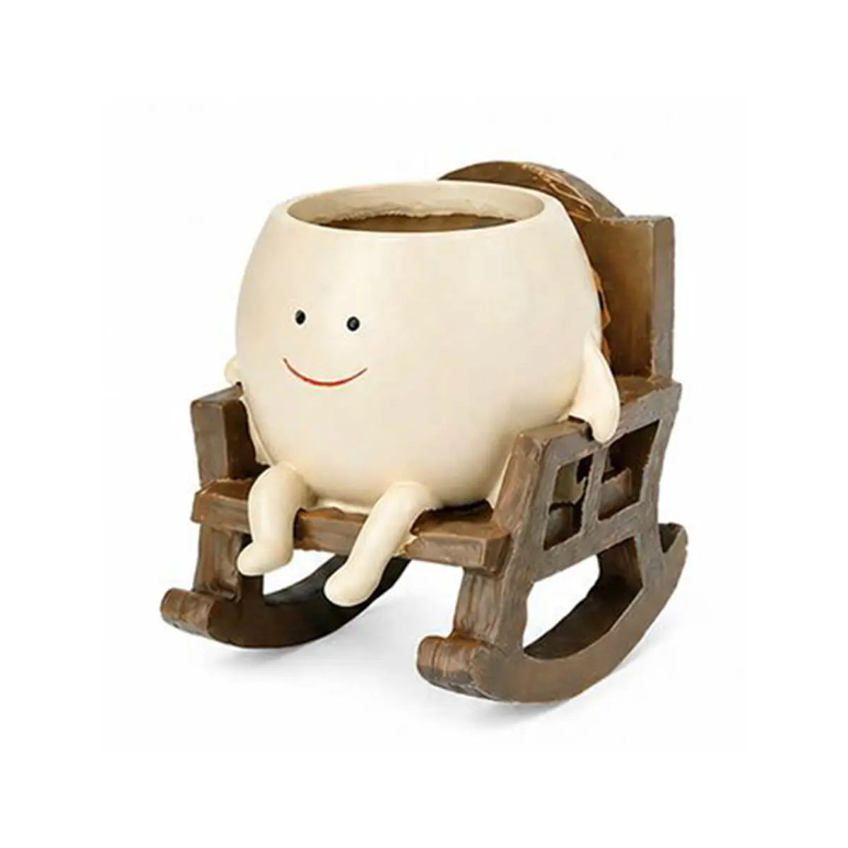【Summervibes】1Pc/2Pcs/3Pcs Smily Face Rocking Chair Planter Pots with Drainage Hole, Cute Resin Flower Head Succulent Planters for Indoor Plants, Gift Ideai for Mother Birthday Christmas