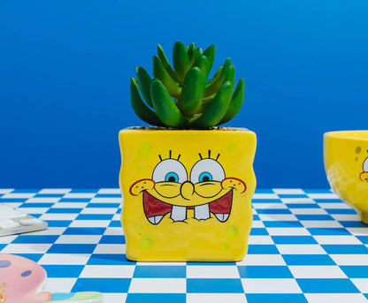 Nickelodeon Spongebob Squarepants Face Mini Planter with Artificial Succulent