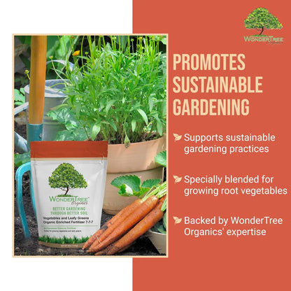 Wondertree Organics Vegetable & Leafy Green Fertilizer 7-7-7 (4 Lb) – Organic Plant Food, Balanced Nutrient Soil Enhancer, Granular Feed for Garden Vegetables, Herbs & Indoor Outdoor Plants