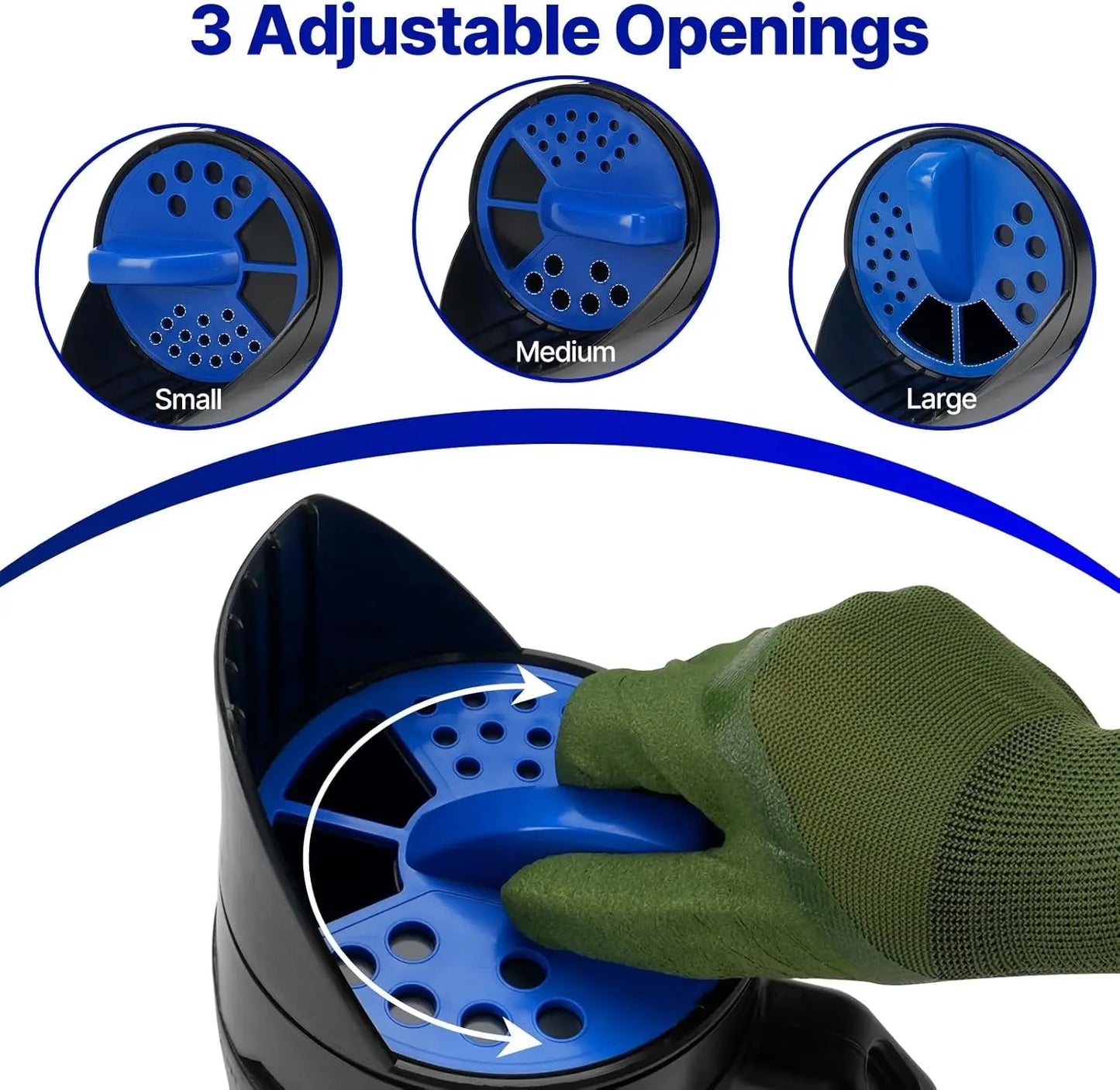 3-Adjustable-Setting Handheld Spreader, Multi-Use Lawn Spreaders for Fertilizer, Grass Seed, Salt and Ice Melt, Portable Spreader for Yard and Garden Snow Removal - up to 80 Oz
