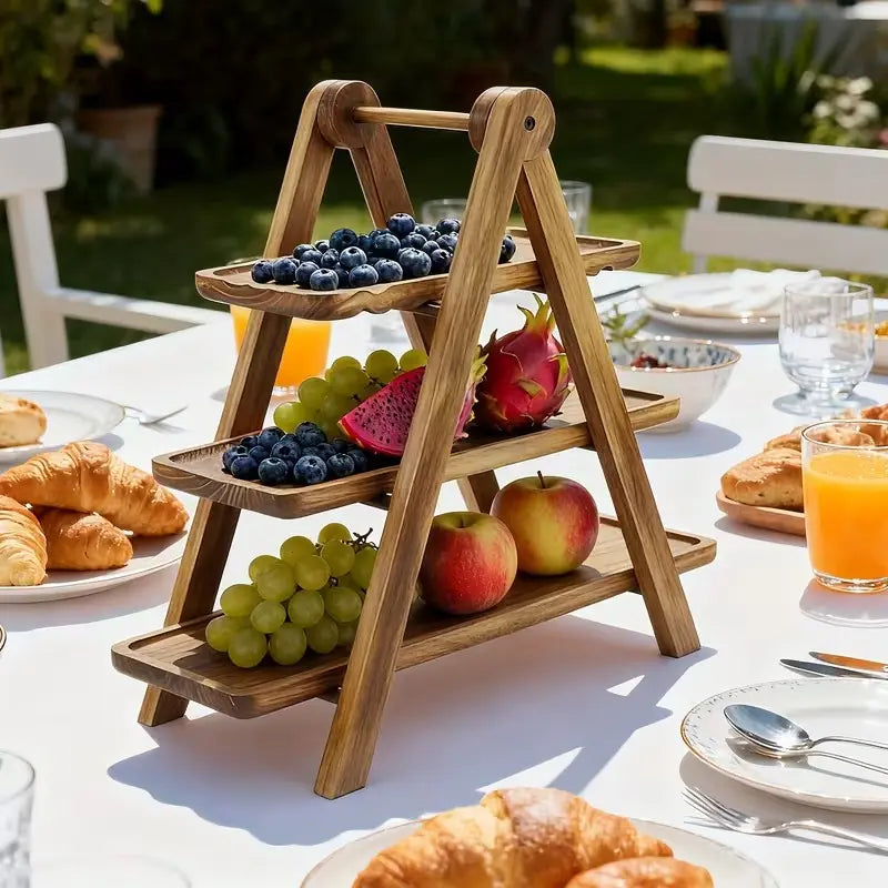 3-Tier Acrylic Serving Tray Set, No Plug Needed, Ideal for Home, Hotel, Restaurant Buffets, Kitchen Organizer, Modern Kitchenware, Display Shelf, Display Rack, Durable Storage